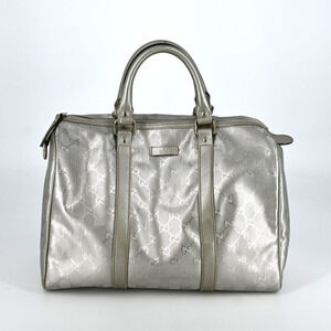 Gucci Silver Top Handle Bag Logo GG Imprime Small Joy Boston